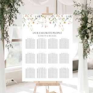 Wildflower minimalistische bruiloft 12 tafel zitpl poster