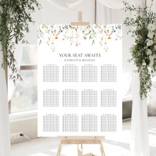 Wildflower minimalistische bruiloft 12 tafel zitpl poster