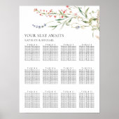 Wildflower minimalistische bruiloft 12 tafel zitpl poster (Voorkant)