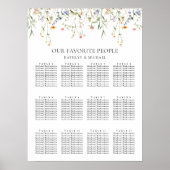 Wildflower minimalistische bruiloft 12 tafel zitpl poster (Voorkant)