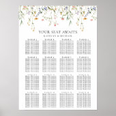 Wildflower minimalistische bruiloft 16 tafelstoele poster (Voorkant)