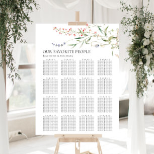 Wildflower minimalistische bruiloft 16 tafelstoele poster