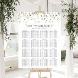 Wildflower minimalistische bruiloft 16 tafelstoele poster