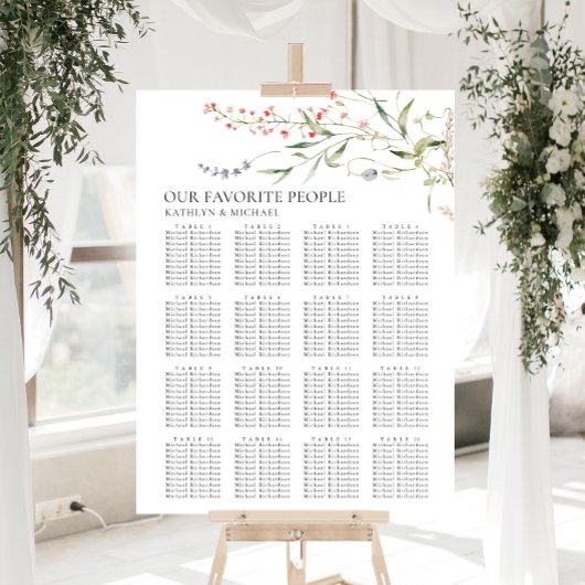 Wildflower minimalistische bruiloft 16 tafelstoele poster