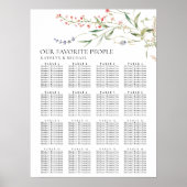 Wildflower minimalistische bruiloft 16 tafelstoele poster (Voorkant)