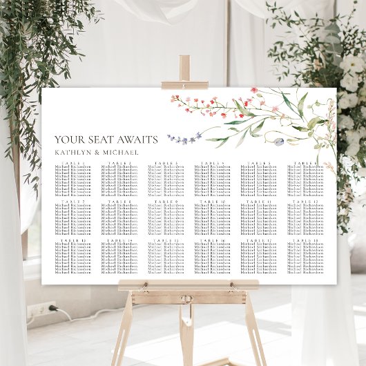 Wildflower minimalistische bruiloft 18 tafelstoele poster