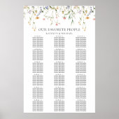 Wildflower minimalistische bruiloft 18 tafelstoele poster (Voorkant)