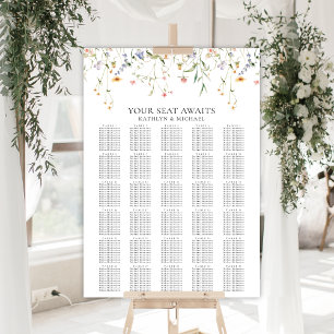 Wildflower minimalistische bruiloft 30 tafel zitpl poster