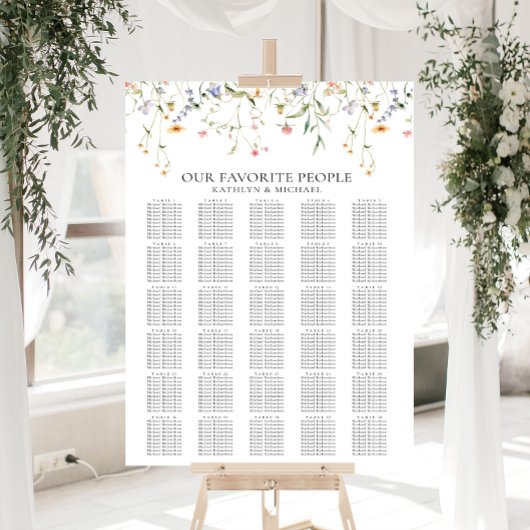 Wildflower minimalistische bruiloft 30 tafel zitpl poster