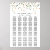 Wildflower minimalistische bruiloft 30 tafel zitpl poster (Voorkant)
