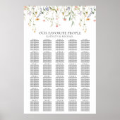 Wildflower minimalistische bruiloft 30 tafel zitpl poster (Voorkant)