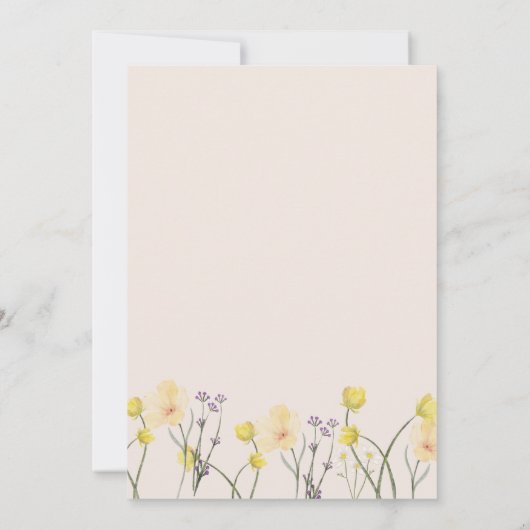 Wildflower minimalistische rustieke tuin bruiloft kaart (Achterkant)