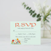 Wildflower Mint Floral Wedding RSVP Reactie Uitnodiging Briefkaart (Staand voorkant)
