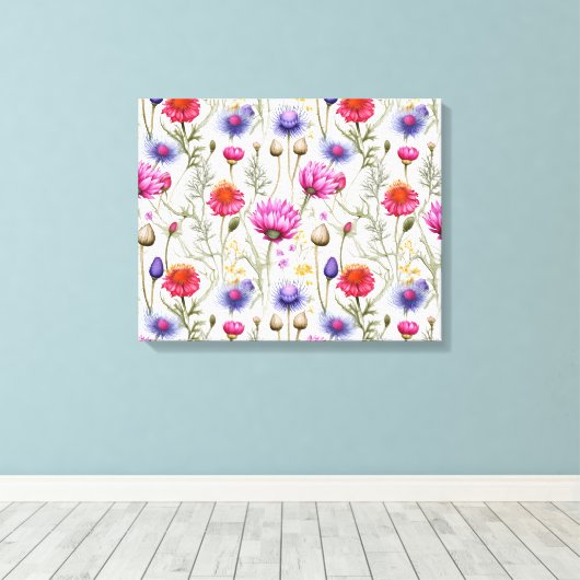 Wildflower Mix Premium Omwikkelde Canvas Afdruk (Insitu (Houten vloer))