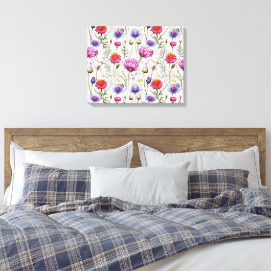 Wildflower Mix Premium Wrapped Canvas (Insitu (Slaapkamer))