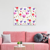 Wildflower Mix Premium Wrapped Canvas (Insitu (Woonkamer))
