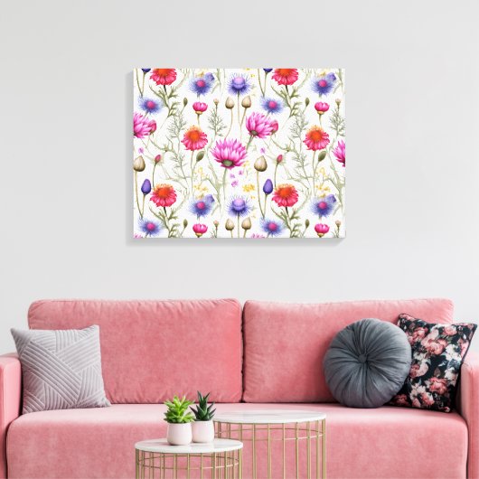 Wildflower Mix Premium Wrapped Canvas (Insitu (Woonkamer))