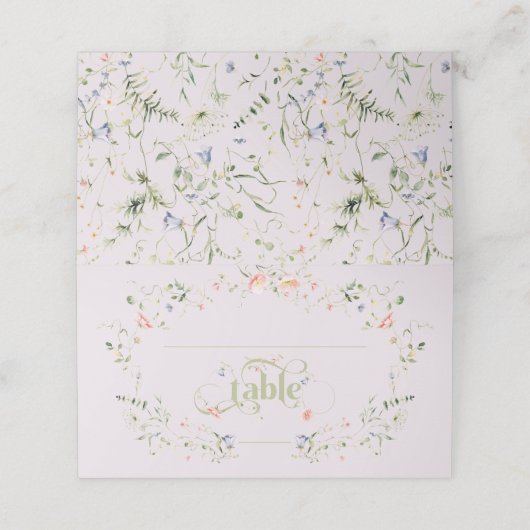 Wildflower Modern Bloemneutraal Baby shower Plaatskaartje (Buitenkant ongevouwen)