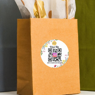 Wildflower Modern Business Instagram QR-code Ronde Sticker