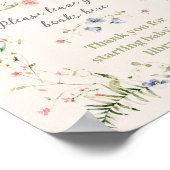 Wildflower Modern Floral Baby shower Boek Poster (Hoek)