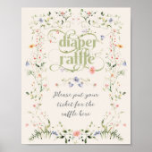 Wildflower Modern Floral Baby shower Luier Poster (Voorkant)