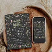 Wildflower Modern Floral Dark Theme Baby shower Kaart