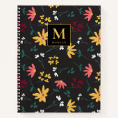 Wildflower Modern Monogram Gepersonaliseerde Bloem Notitieboek (Voorkant)