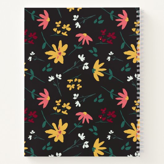 Wildflower Modern Monogram Gepersonaliseerde Bloem Notitieboek (Achterkant)