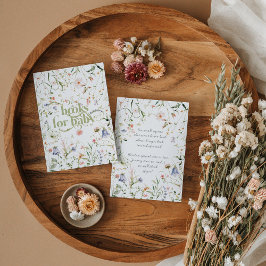 Wildflower Modern Neutral Baby shower Boek Informatiekaartje