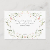 Wildflower Modern Neutral Baby shower Luier Informatiekaartje (Achterkant)