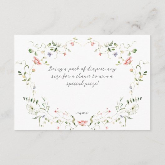 Wildflower Modern Neutral Baby shower Luier Informatiekaartje (Achterkant)