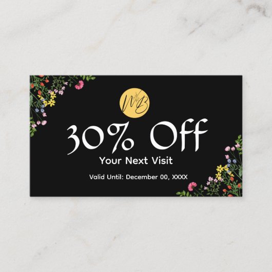 Wildflower Modern Restaurant Qr Code Menu en Kortingskaartje (Voorkant)