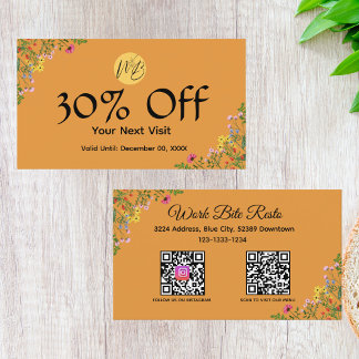 Wildflower Modern Restaurant Qr Code Menu en Kortingskaartje