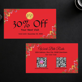 Wildflower Modern Restaurant Qr Code Menu en Kortingskaartje
