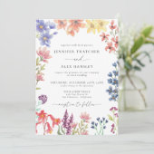 Wildflower Modern Wedding Kaart (Staand voorkant)