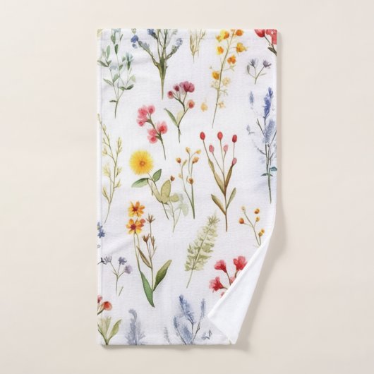 Wildflower moderne botanische Waterverf Bad Handdoek (Handdoek)