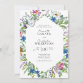 Wildflower moderne foto bruiloft kaart (Voorkant)