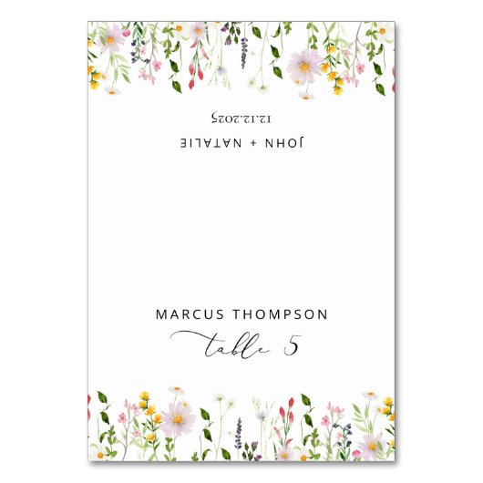 Wildflower moderne kalligrafie plaats kaarten (Voorkant)