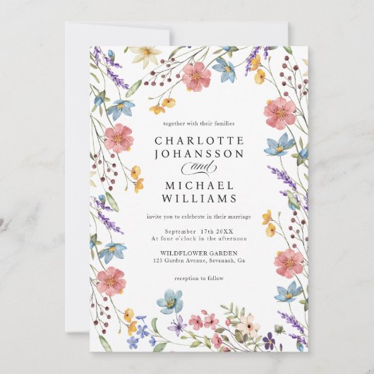 Wildflower moderne rustieke tuin alles in één brui kaart (Voorkant)