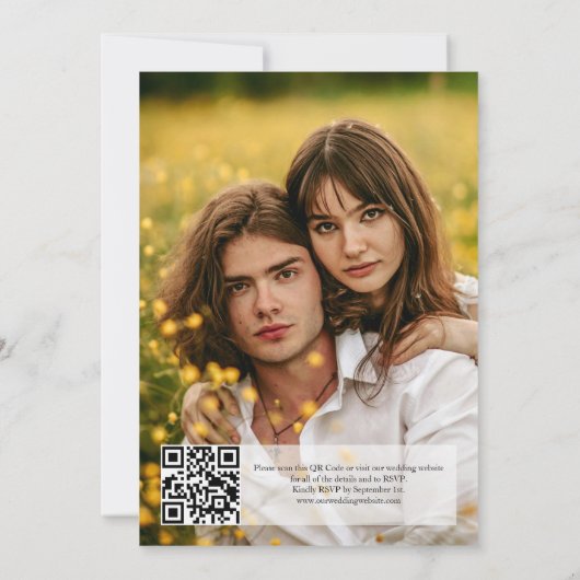 Wildflower Moderne Rustieke Tuin Foto Huwelijk Kaart (Achterkant)