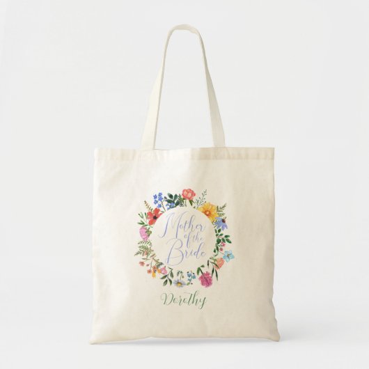 Wildflower moeder van de bruid script bruiloft tote bag (Voorkant)