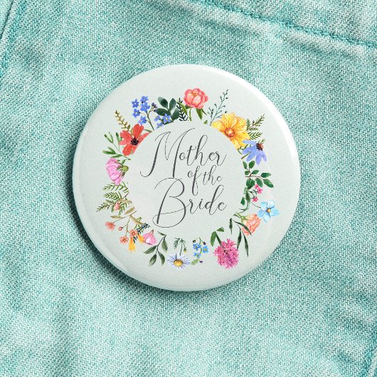 Wildflower Moeder van de Bruid Script Trouw  Ronde Button 3,2 Cm