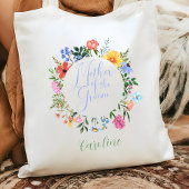 Wildflower moeder van de bruidegom script bruiloft tote bag