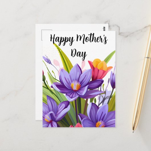Wildflower Moederdag Briefkaart (Voorkant / Achterkant in situ)