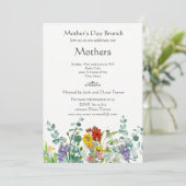 Wildflower Moederdag Brunch Holiday Uitnodiging (Staand voorkant)