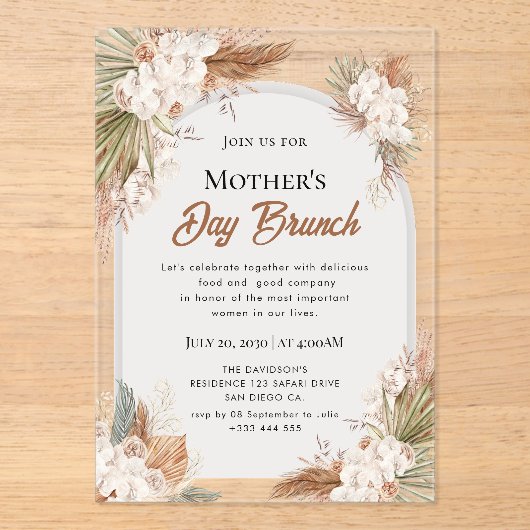 Wildflower Moederdag Brunch Uitnodigingen (Voorkant)