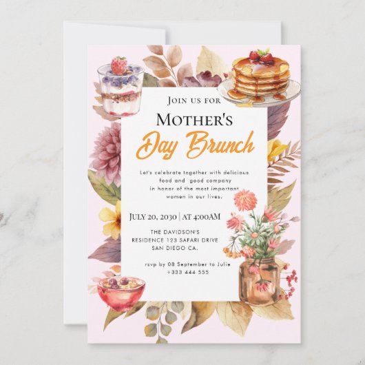 Wildflower Moederdag Brunch Uitnodigingen (Voorkant)