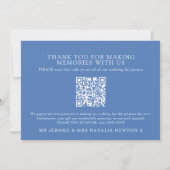 Wildflower monogram blue wedding photo QR Code Bedankkaart (Achterkant)