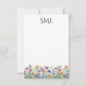 Wildflower Monogram briefpapier Bedankkaart (Voorkant)