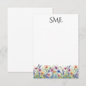 Wildflower Monogram briefpapier Bedankkaart (Voorkant / Achterkant)